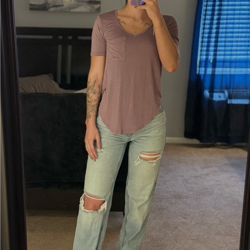 Charlotte Russe Mauve Short Sleeve Tee